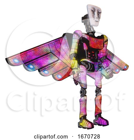 Android Containing Humanoid Face Mask and War Paint and Light Chest Exoshielding and Ultralight Chest Exosuit and Cherub Wings Design and Ultralight Foot Exosuit. Plasma Burst. Facing Left View. by Leo Blanchette