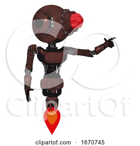 Bot Containing Round Head and Red Laser Crystal Array and Head Light Gadgets and Light Chest Exoshielding and Ultralight Chest Exosuit and Jet Propulsion. Steampunk Copper. by Leo Blanchette
