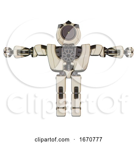 Android Containing Green Dot Eye Corn Row Plastic Hair and Heavy Upper Chest and Heavy Mech Chest and Prototype Exoplate Legs. off White Toon. T-pose. by Leo Blanchette