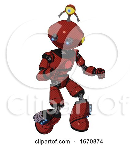 Android Containing Oval Wide Head and Telescopic Steampunk Eyes and Minibot Ornament and Light Chest Exoshielding and Red Chest Button and Light Leg Exoshielding and Megneto-hovers Foot Mod. by Leo Blanchette