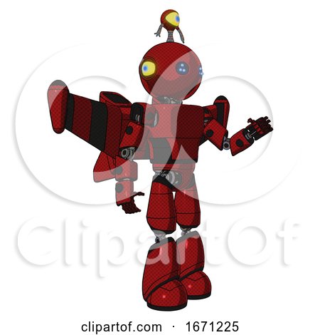 Cyborg Containing Oval Wide Head and Blue Led Eyes and Minibot Ornament and Light Chest Exoshielding and Prototype Exoplate Chest and Stellar Jet Wing Rocket Pack and Light Leg Exoshielding. Dark Red. by Leo Blanchette