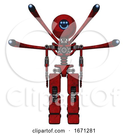 Robot Containing Dual Retro Camera Head and Happy Three-eyed Round Head and Light Chest Exoshielding and Blue-eye Cam Cable Tentacles and No Chest Plating and Prototype Exoplate Legs. by Leo Blanchette