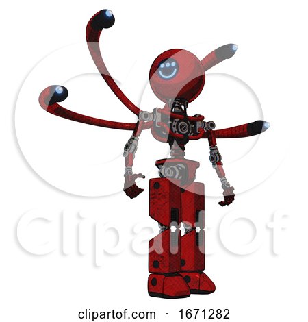 Robot Containing Dual Retro Camera Head and Happy Three-eyed Round Head and Light Chest Exoshielding and Blue-eye Cam Cable Tentacles and No Chest Plating and Prototype Exoplate Legs. by Leo Blanchette