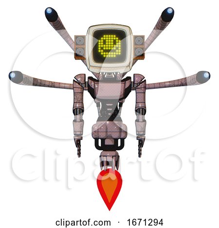 Android Containing Old Computer Monitor and Yellow Happy Face Display and Old Retro Speakers and Light Chest Exoshielding and Ultralight Chest Exosuit and Blue-eye Cam Cable Tentacles . by Leo Blanchette