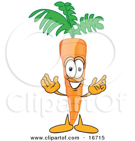 Clipart Picture of an Orange Carrot Mascot Cartoon Character Greeting With Open Arms by Toons4Biz