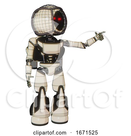 Android Containing Round Barbed Wire Round Head and Light Chest Exoshielding and Ultralight Chest Exosuit and Rocket Pack and Light Leg Exoshielding and Stomper Foot Mod. off White Toon. by Leo Blanchette