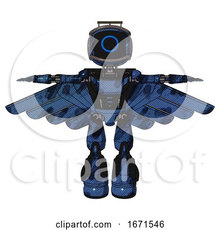 Bot Containing Digital Display Head and Circle Face and Led and Protection Bars and Light Chest Exoshielding and Ultralight Chest Exosuit and Pilot's Wings Assembly . by Leo Blanchette