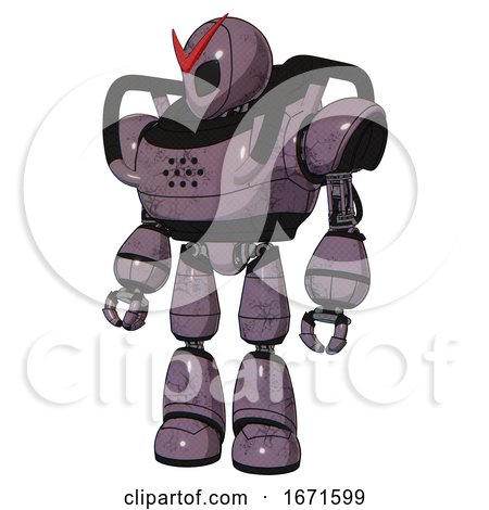 Mech Containing Grey Alien Style Head and Black Eyes and Heavy Upper Chest and Light Leg Exoshielding. Lilac Metal. Standing Looking Right Restful Pose. by Leo Blanchette
