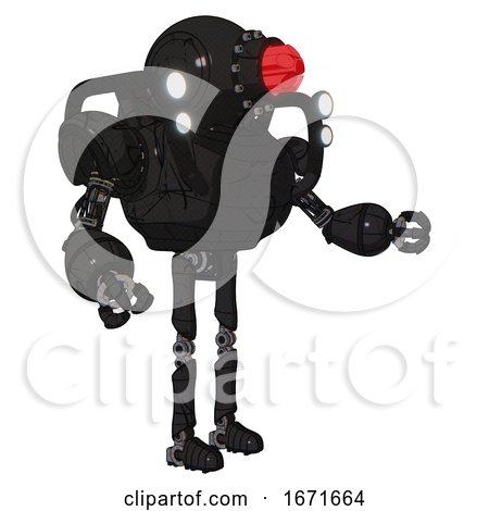Bot Containing Round Head and Red Laser Crystal Array and Heavy Upper Chest and Shoulder Headlights and Ultralight Foot Exosuit. Toon Black Scribbles Sketch. Interacting. by Leo Blanchette
