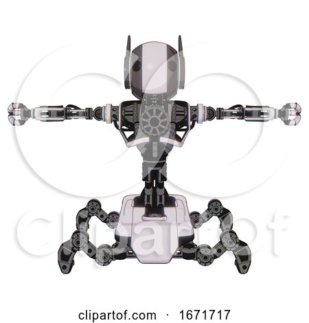 Mech Containing Round Head and Maru Eyes and Head Winglets and Heavy Upper Chest and No Chest Plating and Insect Walker Legs. White Halftone Toon. T-pose. by Leo Blanchette