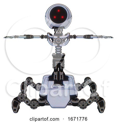 Droid Containing Three Led Eyes Round Head and Light Chest Exoshielding and No Chest Plating and Insect Walker Legs. Blue Tint Toon. T-pose. by Leo Blanchette