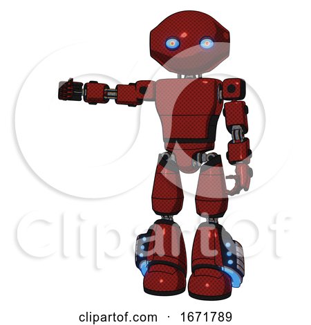 Mech Containing Oval Wide Head and Blue Eyes and Light Chest Exoshielding and Prototype Exoplate Chest and Light Leg Exoshielding and Megneto-hovers Foot Mod. Matted Red. by Leo Blanchette