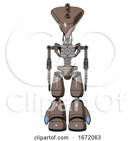 Droid Containing Flat Elongated Skull Head and Light Chest Exoshielding and No Chest Plating and Light Leg Exoshielding. Khaki Halftone. Front View. by Leo Blanchette