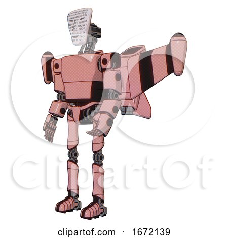 Robot Containing Humanoid Face Mask and Binary War Paint and Light Chest Exoshielding and Prototype Exoplate Chest and Stellar Jet Wing Rocket Pack and Ultralight Foot Exosuit. Toon Pink Tint. by Leo Blanchette