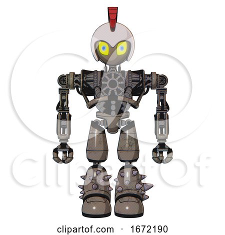 Bot Containing Grey Alien Style Head and Yellow Eyes with Blue Pupils and Galea Roman Soldier Ornament and Helmet and Heavy Upper Chest and No Chest Plating and Light Leg Exoshielding . by Leo Blanchette