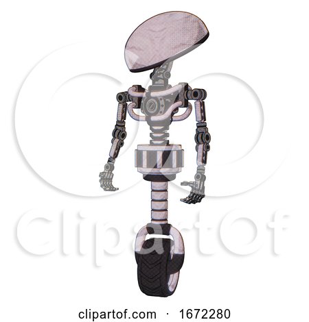 Robot Containing Dome Head and Light Chest Exoshielding and No Chest Plating and Unicycle Wheel. Sketch Pad Dots Pattern. Standing Looking Right Restful Pose. by Leo Blanchette