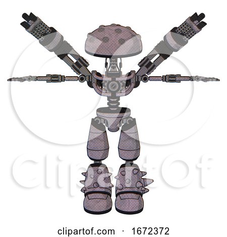 Bot Containing Metal Knucklehead Design and Light Chest Exoshielding and Minigun Back Assembly and No Chest Plating and Light Leg Exoshielding and Spike Foot Mod. Dark Sketch. T-pose. by Leo Blanchette
