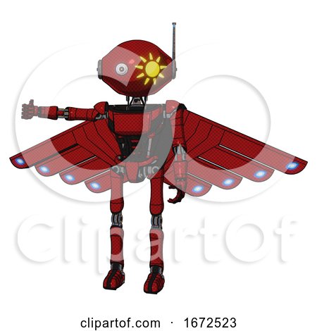Mech Containing Oval Wide Head and Sunshine Patch Eye and Retro Antenna with Light and Light Chest Exoshielding and Ultralight Chest Exosuit and Cherub Wings Design and Ultralight Foot Exosuit. by Leo Blanchette
