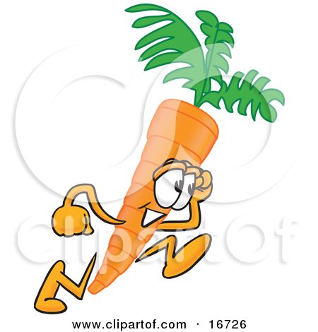 Clipart Picture of an Orange Carrot Mascot Cartoon Character Running Fast by Mascot Junction
