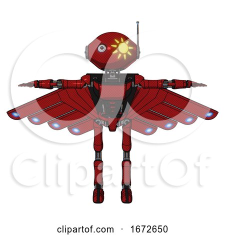 Mech Containing Oval Wide Head and Sunshine Patch Eye and Retro Antenna with Light and Light Chest Exoshielding and Ultralight Chest Exosuit and Cherub Wings Design and Ultralight Foot Exosuit. by Leo Blanchette