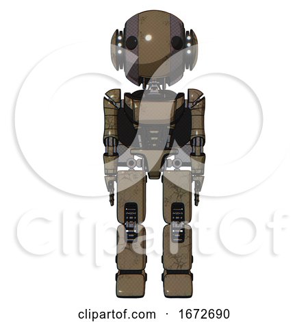 Bot Containing Round Head and Maru Eyes and Head Light Gadgets and Light Chest Exoshielding and Ultralight Chest Exosuit and Rocket Pack and Prototype Exoplate Legs. Desert Tan Painted. Front View. by Leo Blanchette