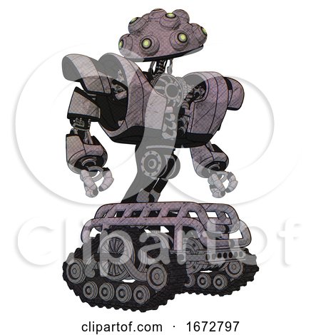 Robot Containing Techno Multi-eyed Domehead Design and Heavy Upper Chest and Heavy Mech Chest and Tank Tracks. Sketch Fast Lines. Hero Pose. by Leo Blanchette