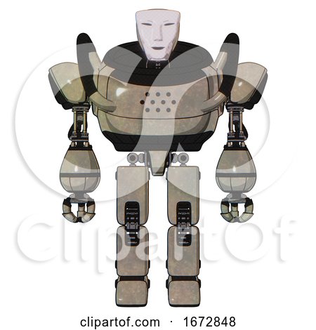 Droid Containing Humanoid Face Mask and Heavy Upper Chest and Prototype Exoplate Legs. Grungy Fiberglass. Front View. by Leo Blanchette