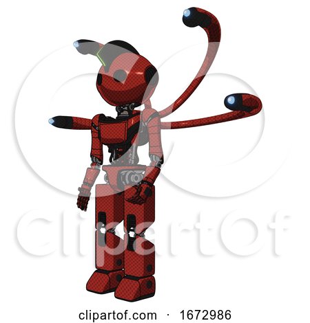 Cyborg Containing Oval Wide Head and Techno Mohawk and Light Chest Exoshielding and Ultralight Chest Exosuit and Blue-eye Cam Cable Tentacles and Prototype Exoplate Legs. Cherry Tomato Red. by Leo Blanchette