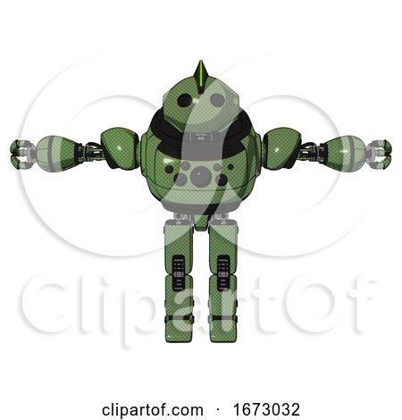 Android Containing Oval Wide Head and Techno Mohawk and Heavy Upper Chest and Chest Compound Eyes and Prototype Exoplate Legs. Grass Green. T-pose. by Leo Blanchette