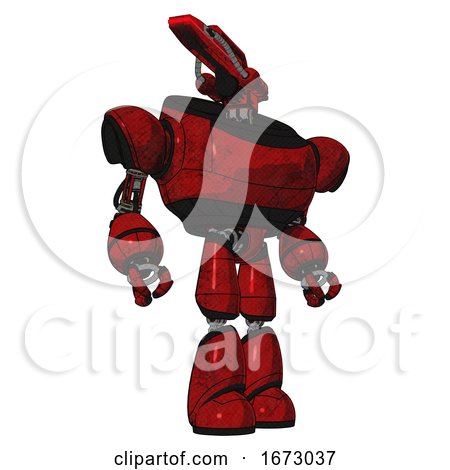 Robot Containing Dual Retro Camera Head and Laser Gun Head and Heavy Upper Chest and Light Leg Exoshielding. Red Blood Grunge Material. Hero Pose. by Leo Blanchette