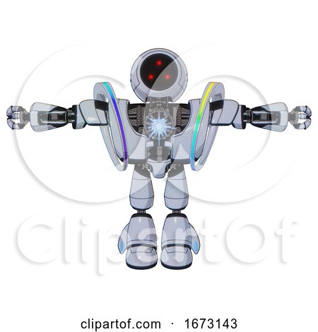 Automaton Containing Three Led Eyes Round Head and Heavy Upper Chest and Heavy Mech Chest and Spectrum Fusion Core Chest and Light Leg Exoshielding. Blue Tint Toon. T-pose. by Leo Blanchette