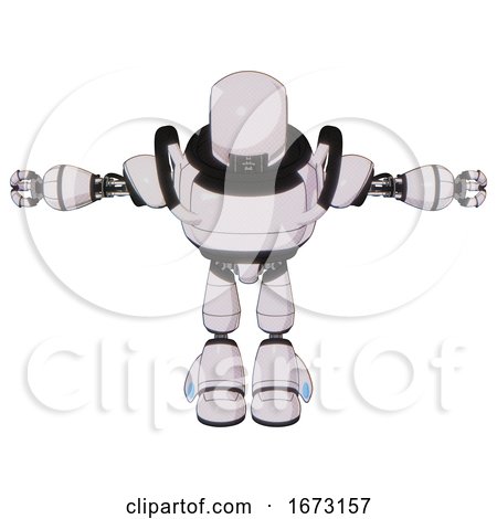 Bot Containing Round Head and Heavy Upper Chest and Light Leg Exoshielding. White Halftone Toon. T-pose. by Leo Blanchette
