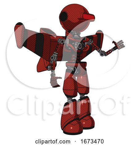 Mech Containing Oval Wide Head and Red Horizontal Visor and Light Chest Exoshielding and Stellar Jet Wing Rocket Pack and No Chest Plating and Light Leg Exoshielding. Cherry Tomato Red. Interacting. by Leo Blanchette