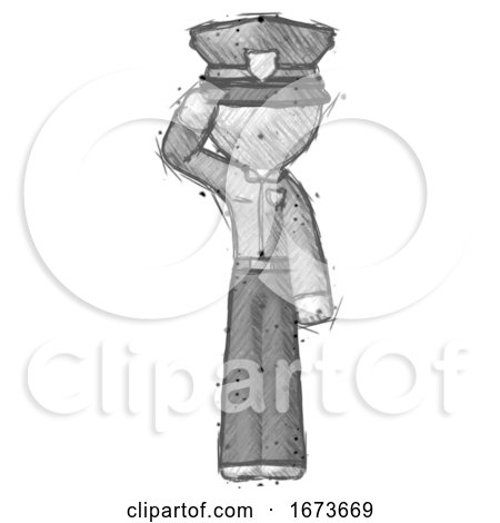 Sketch Police Man Soldier Salute Pose by Leo Blanchette