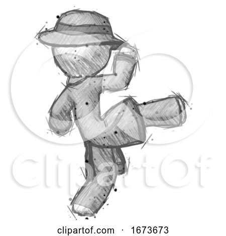 Sketch Detective Man Kick Pose by Leo Blanchette