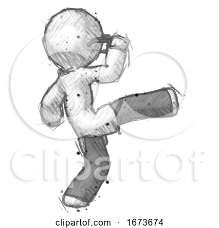 Sketch Doctor Scientist Man Kick Pose by Leo Blanchette
