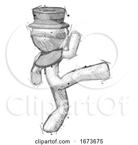 Sketch Plague Doctor Man Kick Pose by Leo Blanchette
