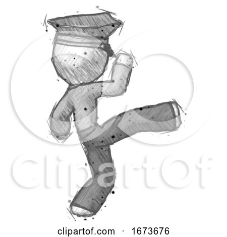 Sketch Police Man Kick Pose by Leo Blanchette