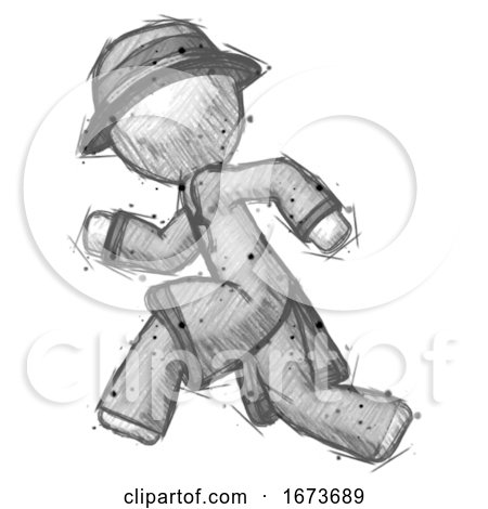 Sketch Detective Man Running Fast Left by Leo Blanchette