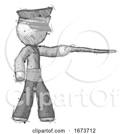 Sketch Police Man Pointing with Hiking Stick by Leo Blanchette