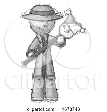 Sketch Detective Man Holding Jester Diagonally by Leo Blanchette