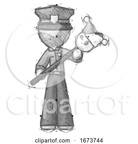 Sketch Police Man Holding Jester Diagonally by Leo Blanchette