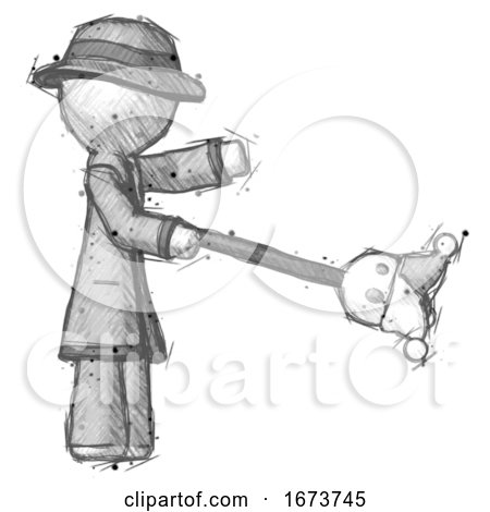 Sketch Detective Man Holding Jesterstaff - I Dub Thee Foolish Concept by Leo Blanchette
