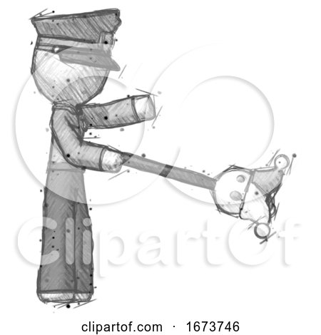 Sketch Police Man Holding Jesterstaff - I Dub Thee Foolish Concept by Leo Blanchette