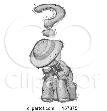 Sketch Detective Man Thinker Question Mark Concept by Leo Blanchette