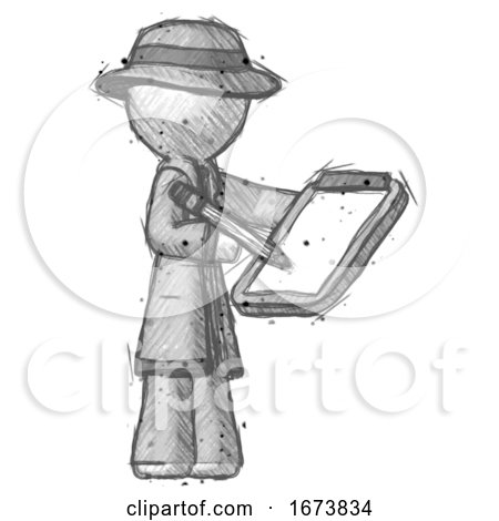 Sketch Detective Man Using Clipboard and Pencil by Leo Blanchette