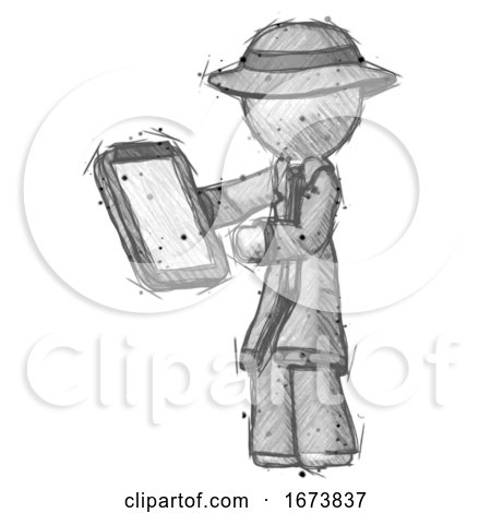 Sketch Detective Man Reviewing Stuff on Clipboard by Leo Blanchette