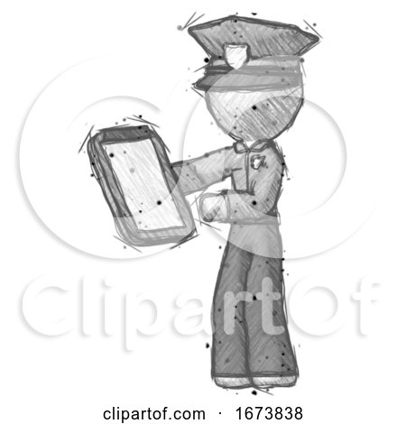 Sketch Police Man Reviewing Stuff on Clipboard by Leo Blanchette