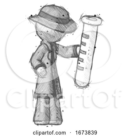 Sketch Detective Man Holding Large Test Tube by Leo Blanchette