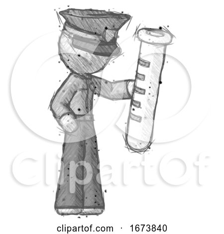 Sketch Police Man Holding Large Test Tube by Leo Blanchette